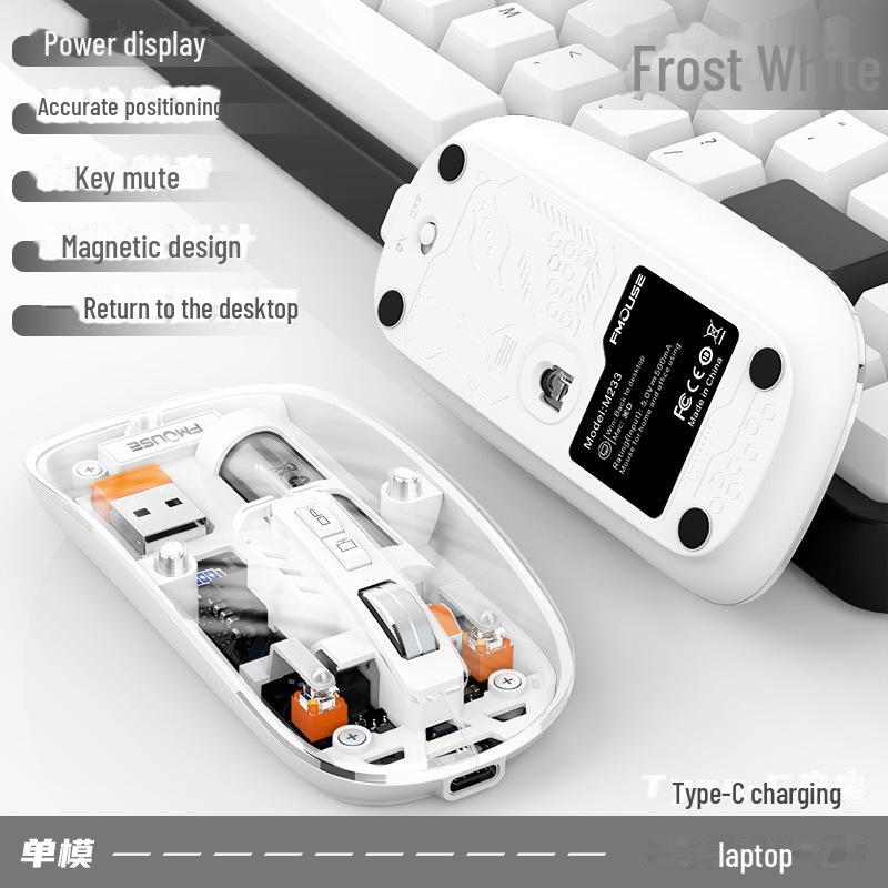 

M233 Беспроводная Bluetooth-мышь с тремя режимами бесшумной зарядки, прозрачная для ноутбуков, телефонов и планшетов - Универсальный дизайн