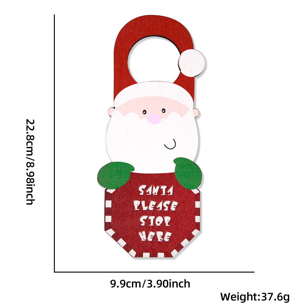 Wooden Christmas Santa Snowman Door Hanger Decor, Cartoon Holiday Door Knob Ornament for Store Shop Home Wall Hanging Gift