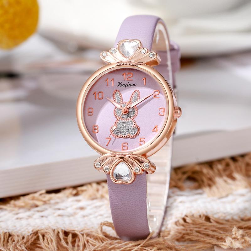 

Женские часы с дизайном кролика, ретро женские кварцевые наручные часы, женские кожаные часы