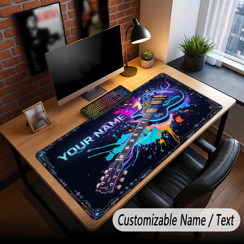Music Guitar Theme Custom Mouse Pad Personalized With Name Text Customized Desk Mat For Office Home Decor