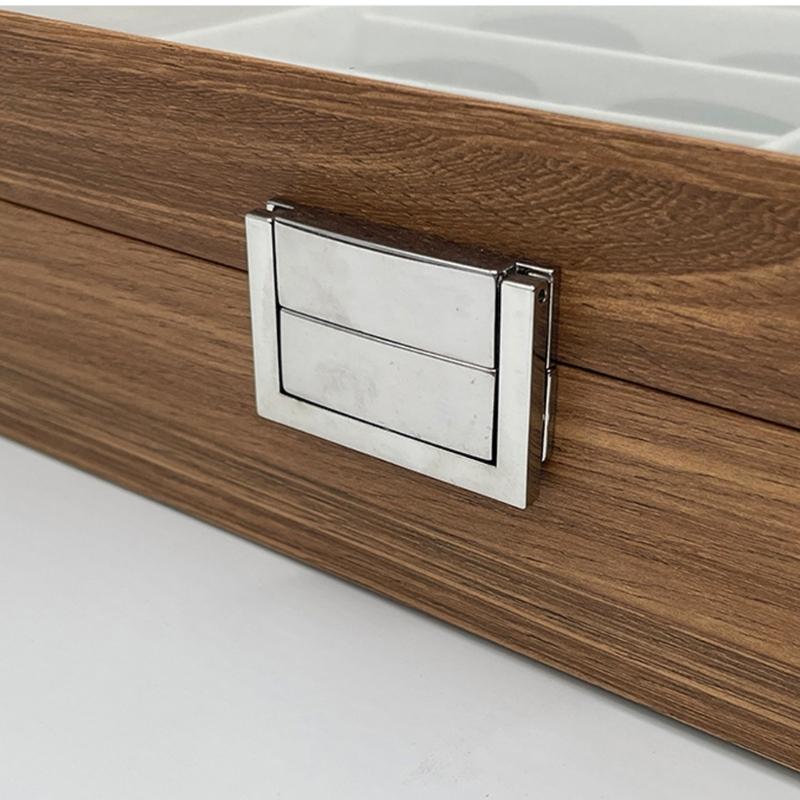 Elegant Wood Sunglasses Organizers With 8 Compartments Clear Cover And Soft Felt Interior For Protective
