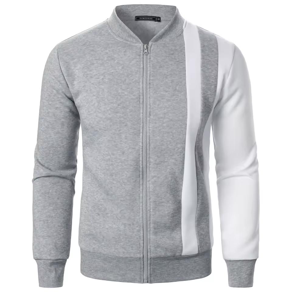 Men's Zipper Stand-up Collar Color Matching Jacket Casual Long-sleeved Zipper Fitness Sports Jacket