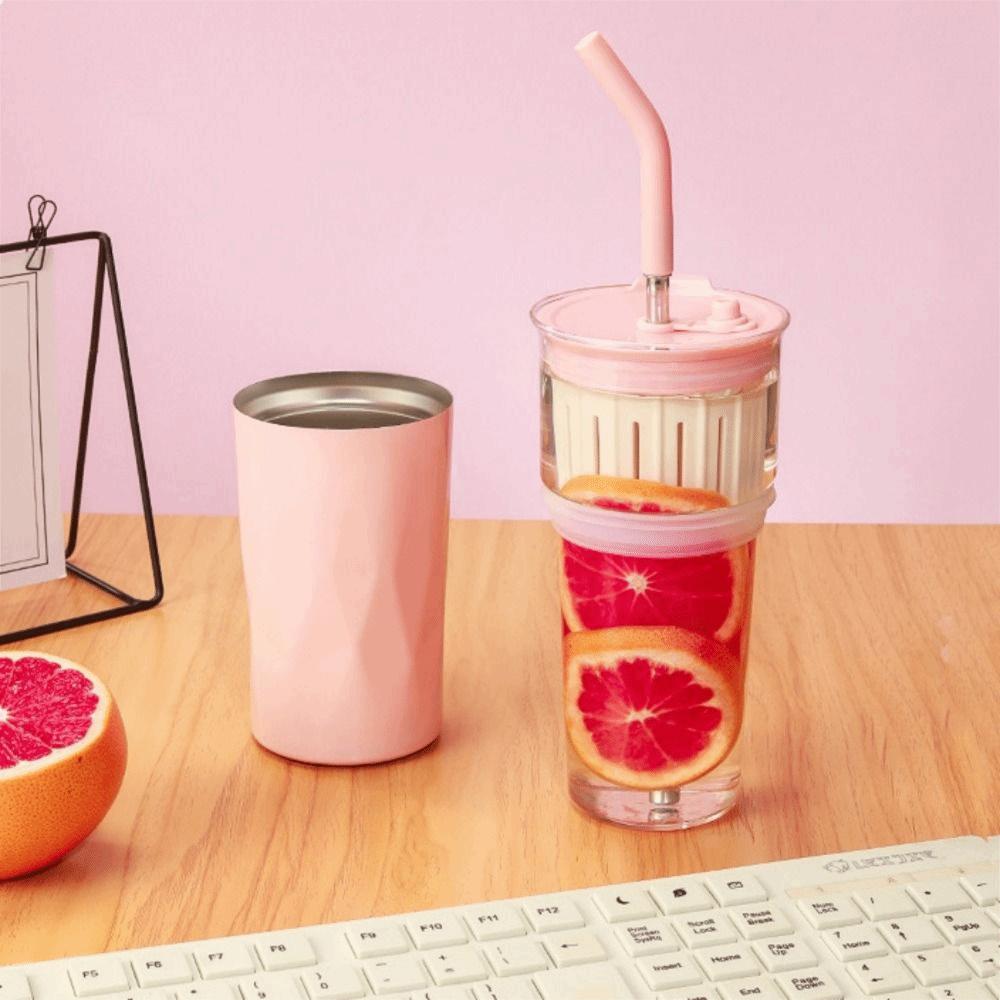 Large Capacity 2 in1 Cooling Storage Glass 650ML Vacuum Mug Portable Insulated Cup  Household