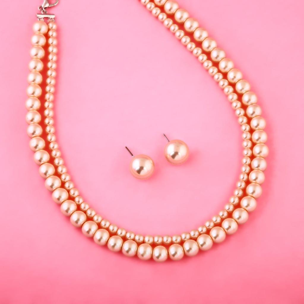 Set aus einer wunderschönen doppelreihigen Perlenkette von Estele mit Rhodiumbeschichtung für Damen