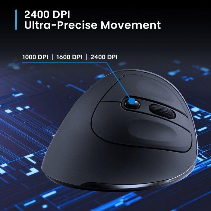 Souris Ergonomique Verticale Sans Fil EWENT - 800/1200/2400 DPI - 6 Contrôles - Vert