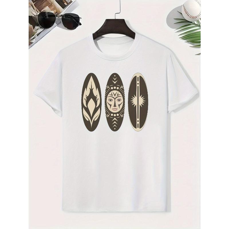 European sizes Boys Surfboard & Surfing Print T-Shirt - Lightweight Summer Short Sleeve Top with Surfboard & Graphics, Round Neck Casual 110 белый