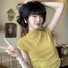 Turtleneck Sleeveless T Shirt Small Camisole Tank Top Women's Summer Short Slim Fit Slimming Unique
