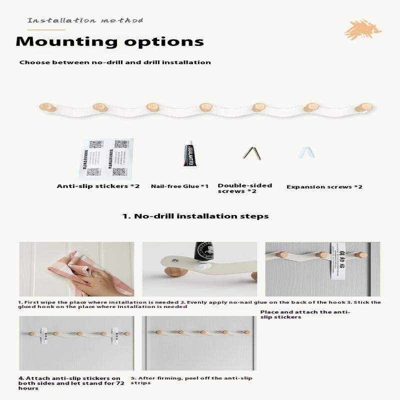 Holzhaken Badezimmer Toilette Handtuchhaken Mantelhaken Stanzfrei Türhänger