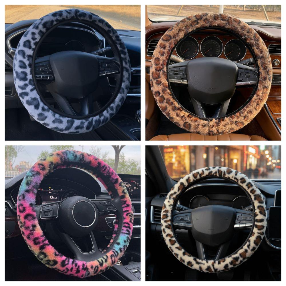 Leopard Fur Steering Wheel Cover 38cm Car Steering Wheel Cover Steering Wheel Cover Vehicle Wheel