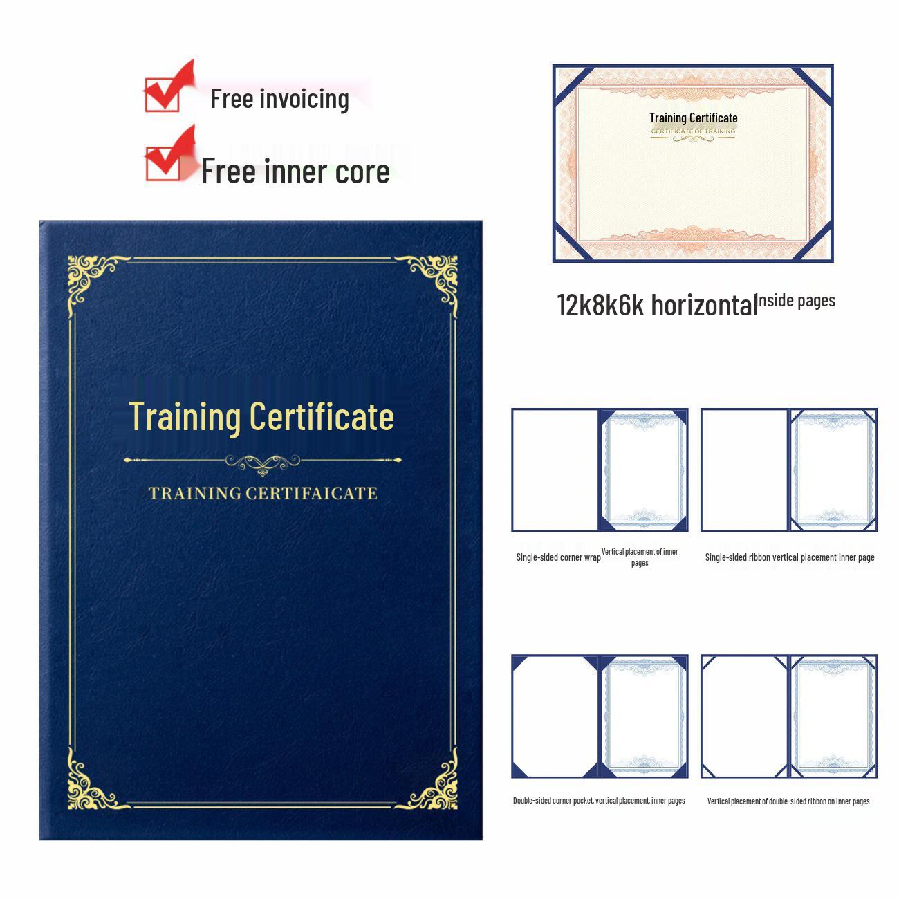 A4 Vertical Certificate Cover for Award, Membership, Graduation, or Further Study - A3 Inner Page
