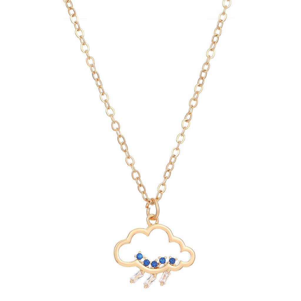 ins new creative inlaid zircon cloud raindrop necklace, niche cute design sense high quality Korean version collarbone chain