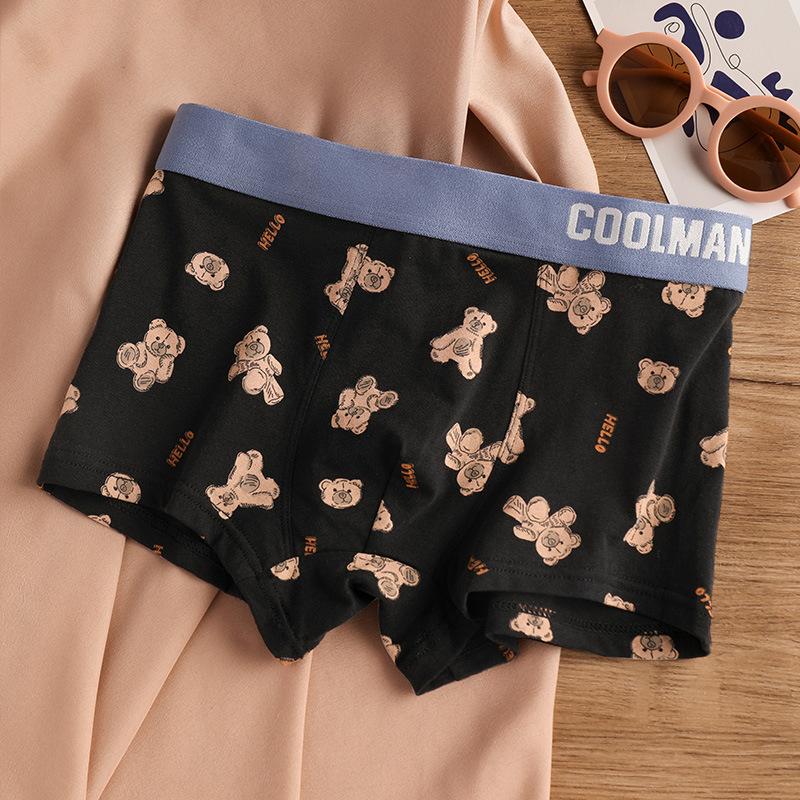 New Men Panties Set Bear Print Cartoon Printing Underwear Breathe Fashion Sexy Breathe  Waist Panties