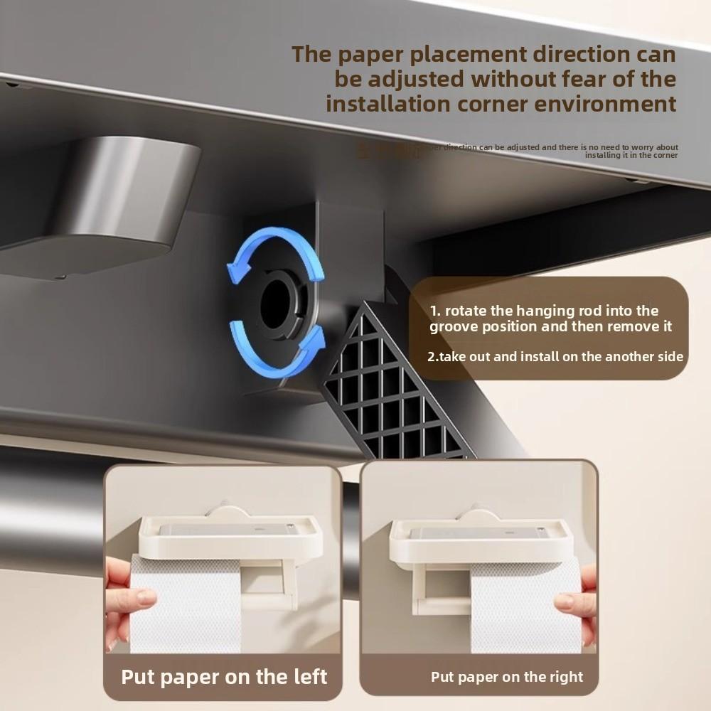 Wall-Mounted Paper Roll Storage Shelf No-Drill Toilet Paper Shelf Sturdy Tissue Rack Washroom