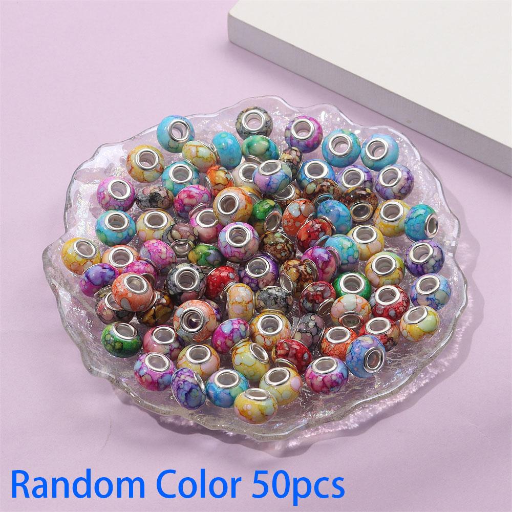 30/50/100pcs Large Hole European Colored Resin Beads European Pendant Bracelet Necklace DIY Bracelet Necklace Pen Jewelry Making