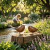 2Pcs Rusty Metal Garden Bird Statues - Suitable For Flower Beds, Patios, Lawns, And Farmyard Decor