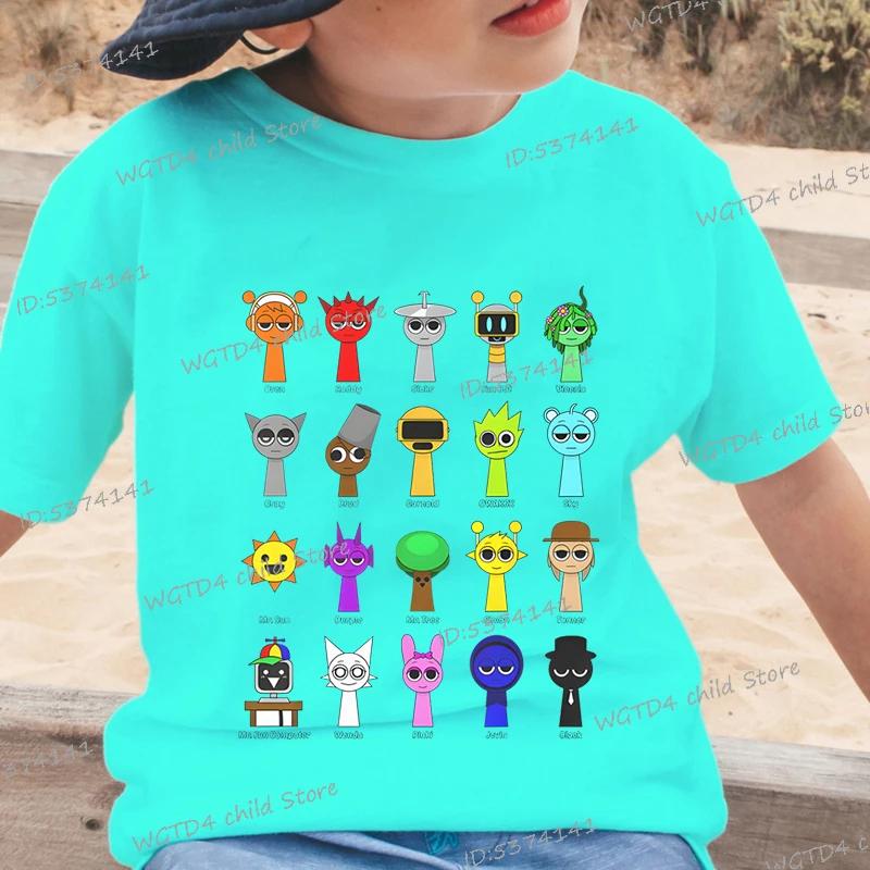 Nuova T-shirt Sprunki per Bambini Cartone Animato Gioco Sprunki Stampata Top Magliette Ragazzi Ragazze Casual Manica Corta T-shirt Estate Abbigliamento per Bambini