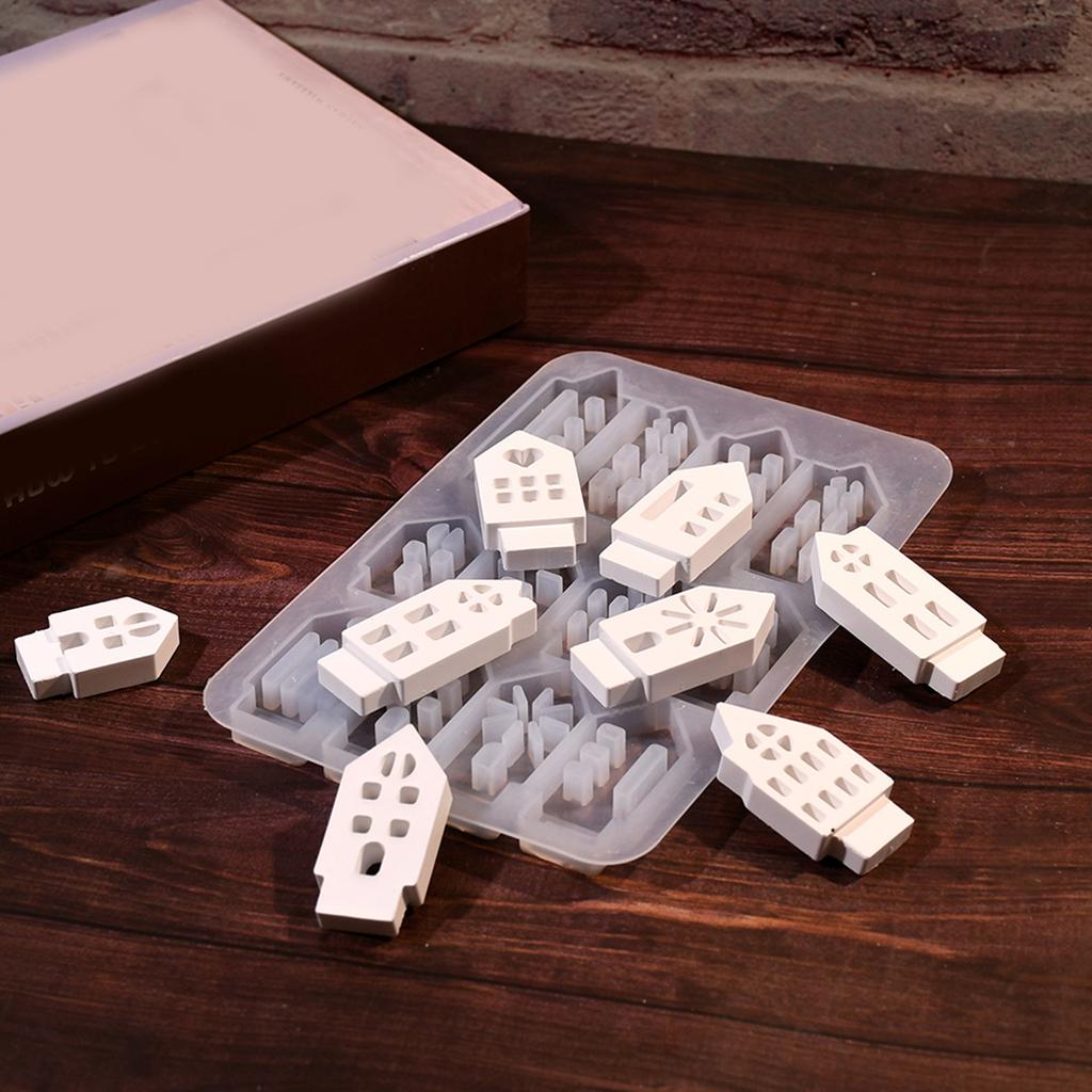 Gypsum Candlestick Silicone Mold Candle Base Mould Hollow Out House Candle Holder Mold Ornaments Home Decorations Mould