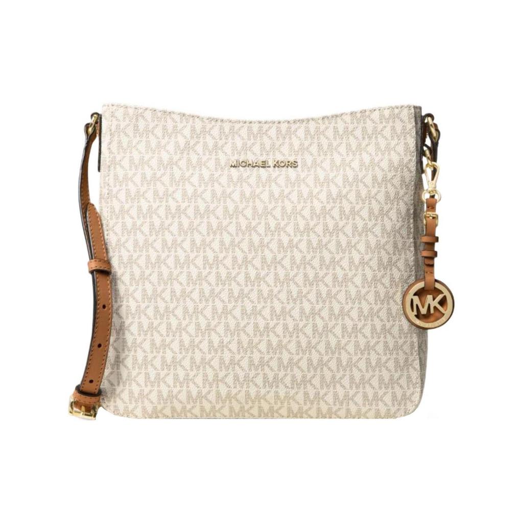 Michael Kors MK Jet Set Minimalist Monogram Commuter Fashion PVC Messenger Bag Women Bags Vanilla-White 30H6GTVM3V-VANILLA