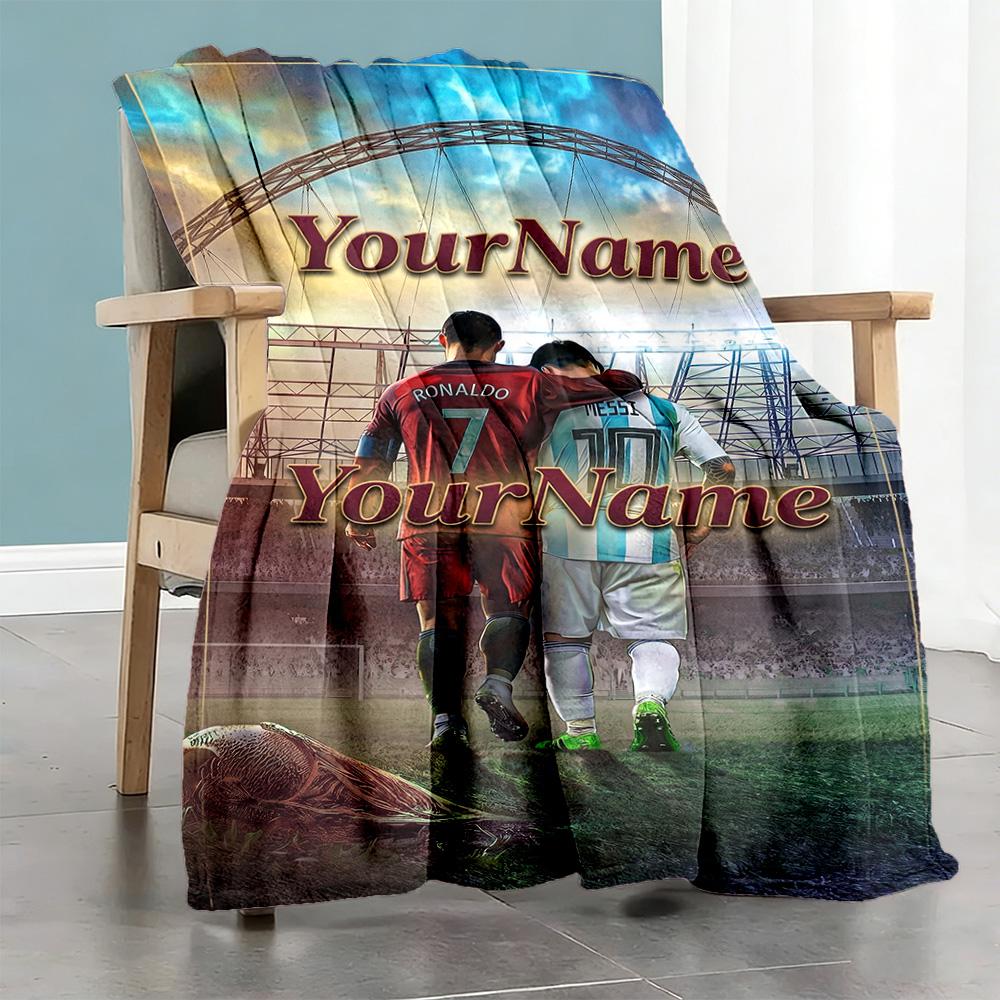 Messi 260 Customize Text Blanket Cozy Customizable Blanket Comfortable Suitable for Chair Bedding Office Picnics Four Seasons Universal