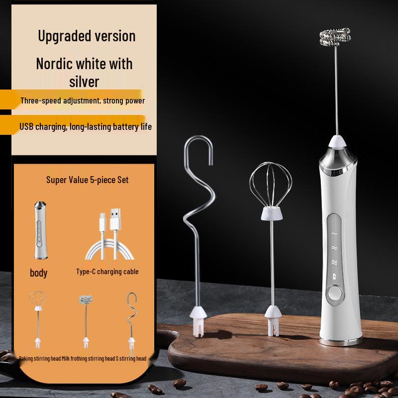 Wireless Electric Handheld Egg Beater & Milk Frother for Cream, Cake, Coffee, Baking