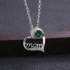 Silver Hollow Heart MOM Letter Pendant Necklace Round Big CZ Crystal Mom Gift Necklace for Mother's Day Women Jewelry