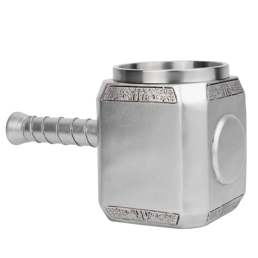 Thor Hammer Mug Norse Mythology Mjolnir 3D Coffee Cup 450ml Sculpted Stainless Steel Resin Beer Mug Tankard Birthday Gift