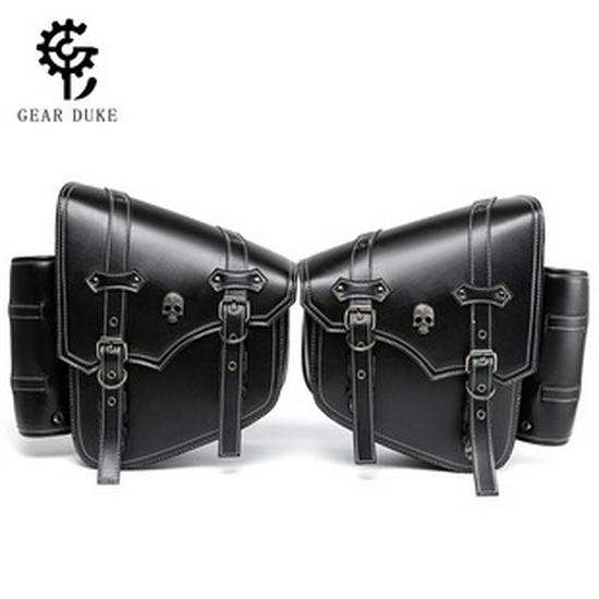 Retro Industrial Skull Rivet Motorcycle Front Saddlebag