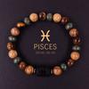 12 Constellations Natural Stone Beaded Bracelet Zodiac Tiger Eye Stone Bracelet for Women Men