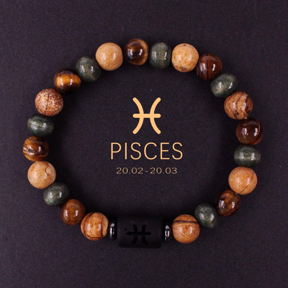 12 Constellations Natural Stone Beaded Bracelet Zodiac Tiger Eye Stone Bracelet for Women Men