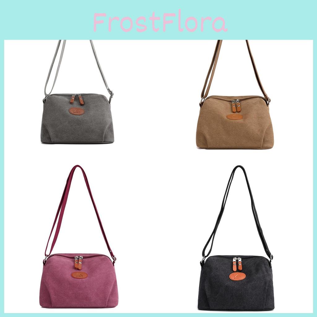 Canvas Shoulder Bag For Women With Zipper Pockets For Daily Use
