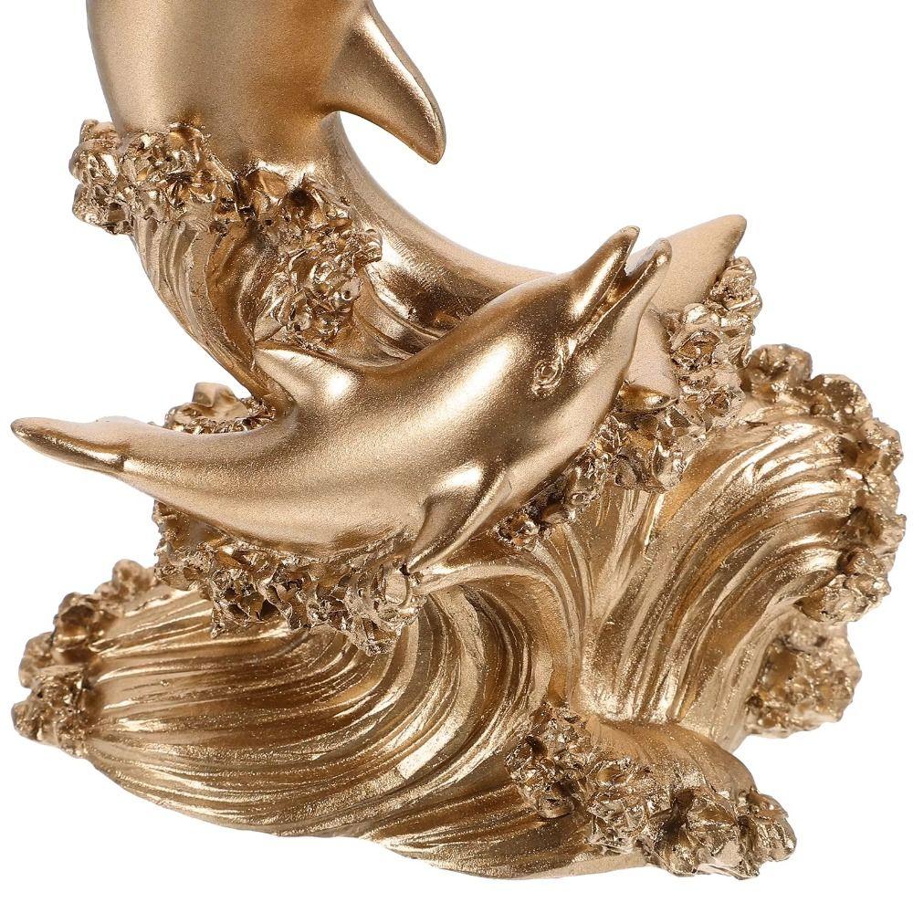 Decorative Dolphin Statue Resin Sea Animal Sculpture Handicrafts Golden Dolphin Ornaments  Gift