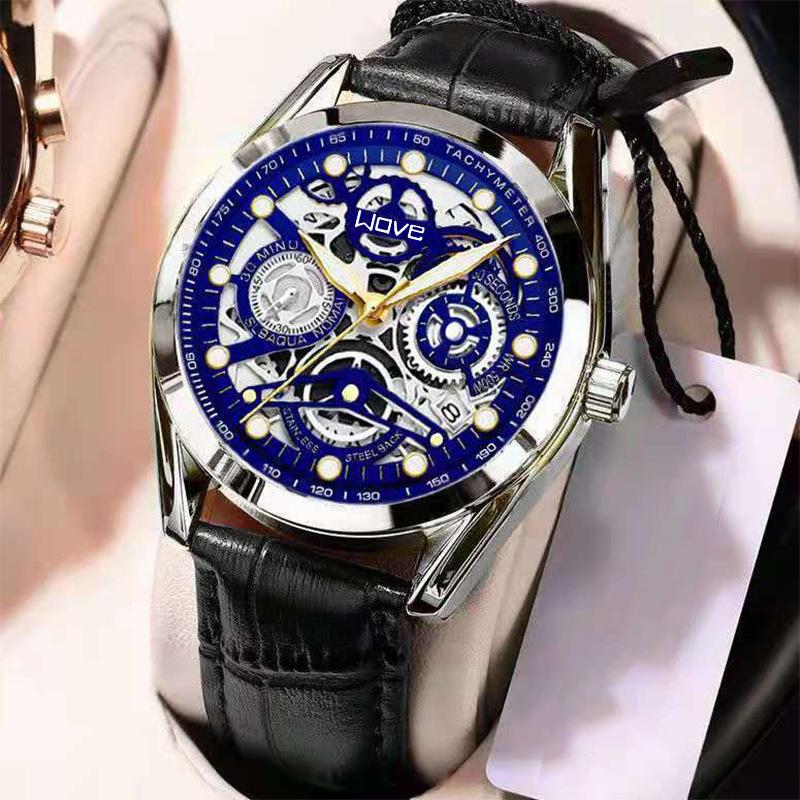 High-End Fashion Business Light Luxury Versatile Automatic Quartz Luminous Waterproof Hollow Men'S Watch