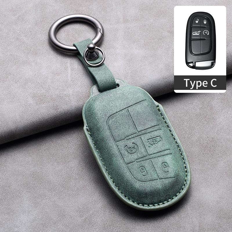 Leather Car Key Case Cover Keychain For Jeep Wrangler Commander Compass Patriot Renegade Cherokee grand cherokee Keyring