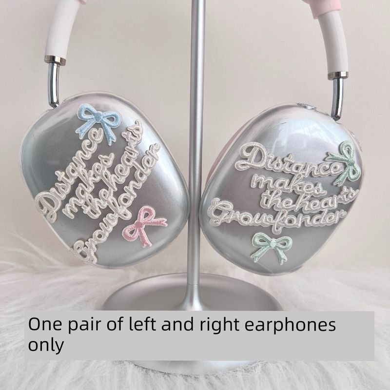 

Airpodsmax2 Ribbon Bows Earphone Case Ballet Style Sweet Suitable for Apple APM Headset English Letter French Soft Case Transparent Protective Cover Airpods Max 1/2 generation [Neutral]] Margaret