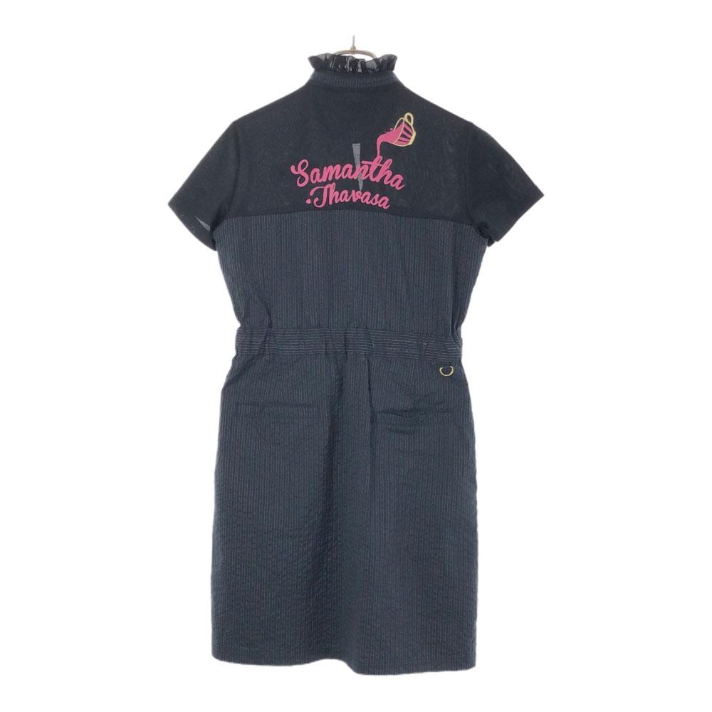 Samantha Thavasa Stripe Short Sleeve Mini Dress 36 Navy Women Used