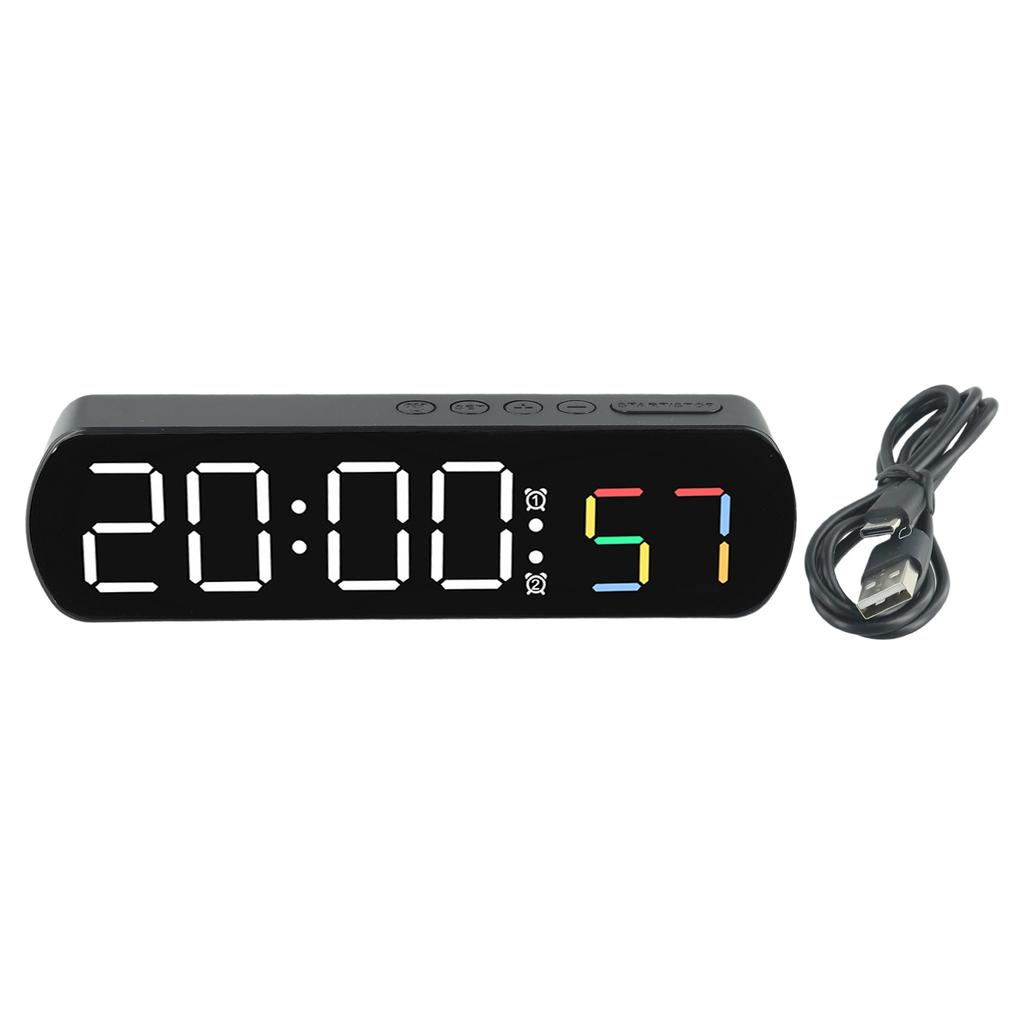 Datum, digitale Uhr, Materialtemperaturanzeige, hochauflösendes LED-Display, Anzeige in vier Farben, weiße Uhr mit blauem Licht
