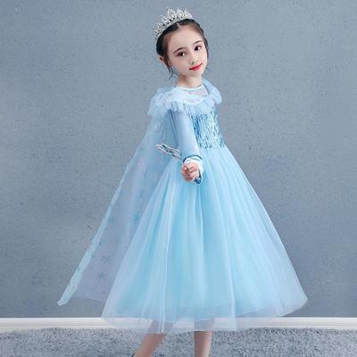 Vestido de Natal Frozen Elsa de Manga Comprida para Meninas