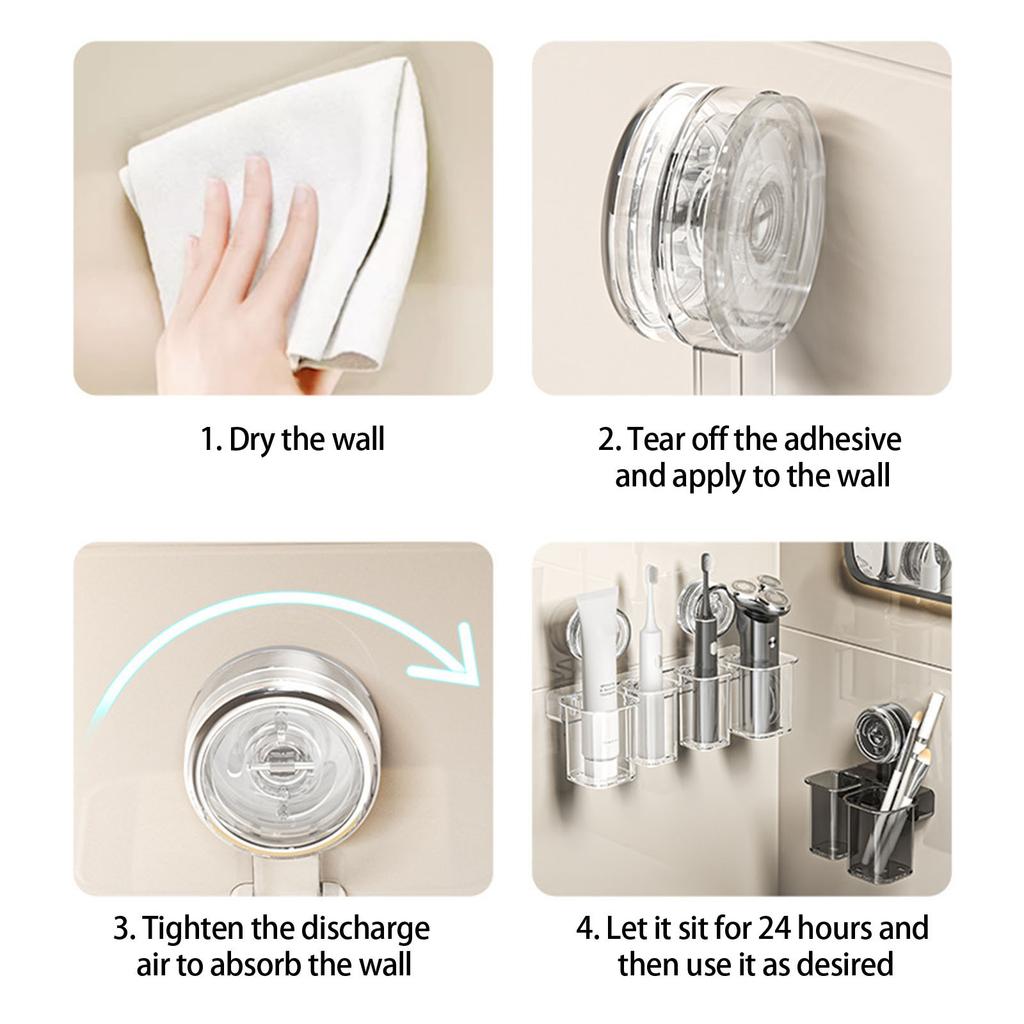 Small Suction Cup Toothbrush Holder No Drilling Wall Mount Bathroom Organizers Stand Rack for Kitchen and Bedroom