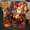 Multiple Sizes Sleeping Fox In Autumn Leaves Print Blanket Flannel Material Soft Warm for All Seasons Home Camping Picnics RV