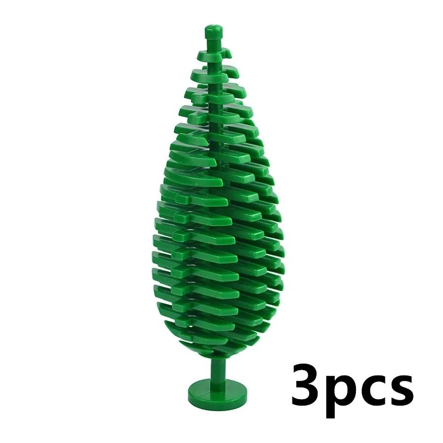 Tree Flower Grassland Natural Forest Plant 3Pcs Building Blocks Pine Bush Plant Cypress Accessories Jungle Adventure 3778 Toys