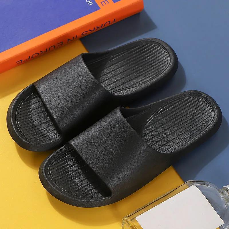 

Женские и мужские летние тапочки, безвкусные противоскользящие домашние тапочки на мягкой подошве, нескользящие уличные повседневные тапочки 36-37 чёрный