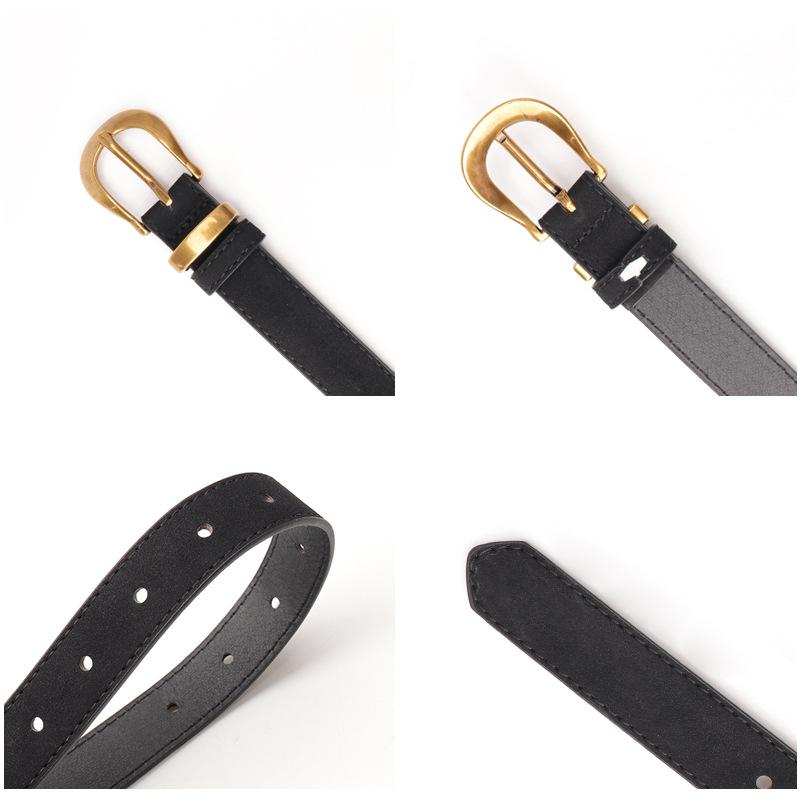 New Retro Versatile Women's Belt, Fashionable Simple Reverse Velvet Imitation Leather Belt for Women with High-end Decorative Belt