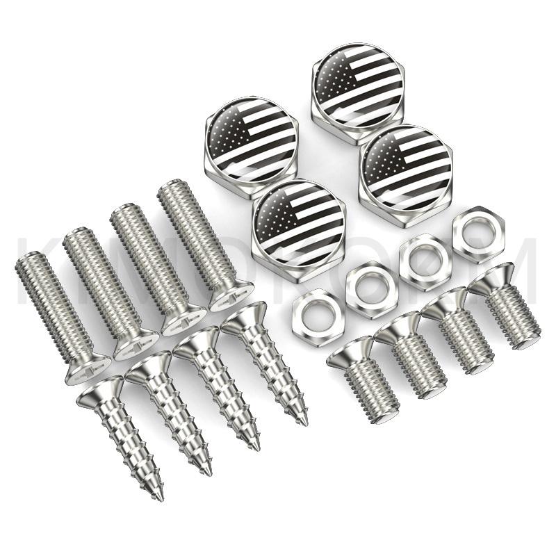 4pcs/set Car USA Italy Germany British Flag Metal Screws License Plate Bolts Auto Universal Car Accessories For VW BMW