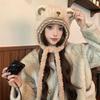Cartoon Cute Bear Knitted Woolen Hat Thickened and Warm for Autumn and Winter  Lei Feng Hat Japanese Style Plush Pullover Cold Hat