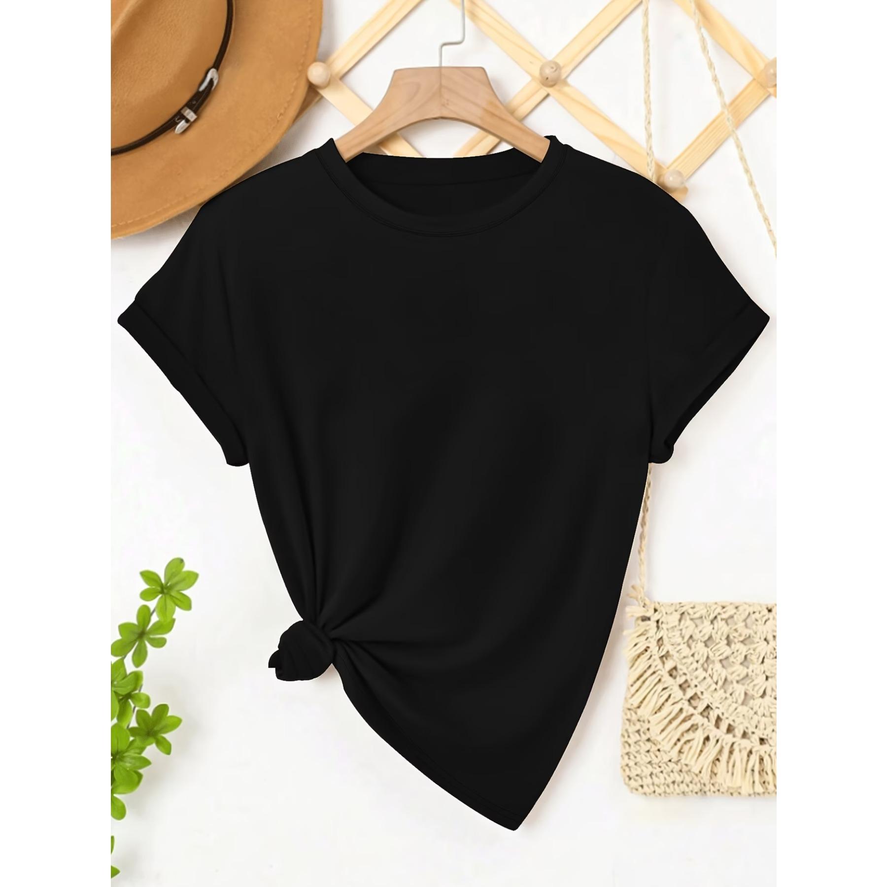 

Solid Color Short-Sleeve Women S T-Shirt Top T51 XXL чорний
