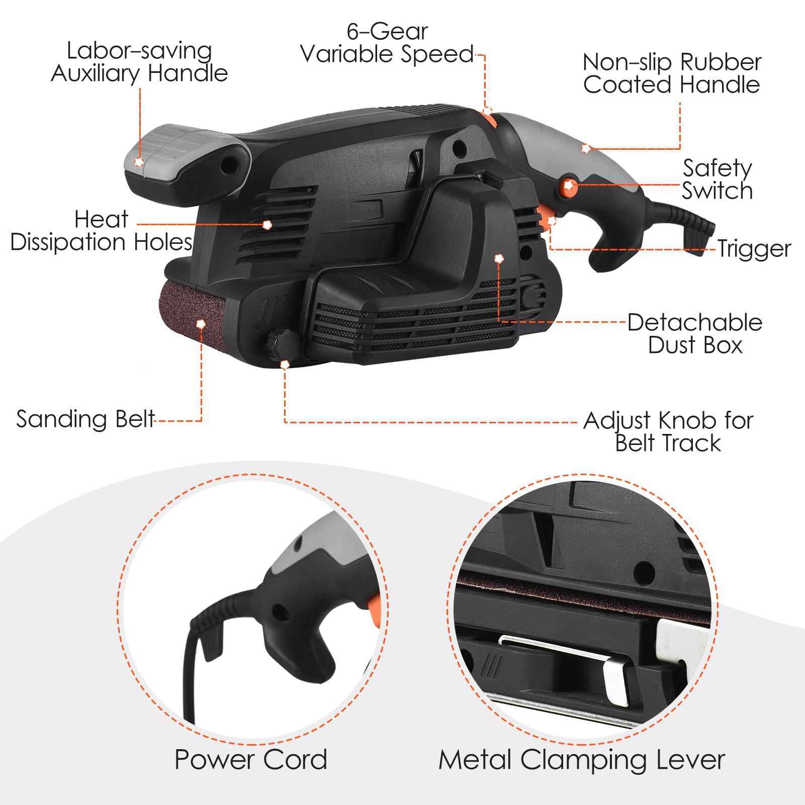 

Электрическая ленточная шлифовальная машина мощностью 600 Вт для древесины, шлифовальная машина с переменной скоростью, деревообрабатывающая полировальная машина с