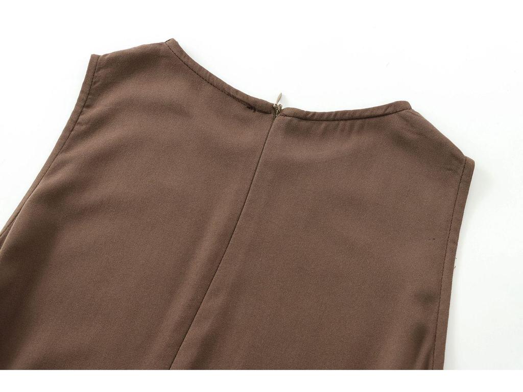 Frühling 2025 Damen Europäischer & Amerikanischer Stil Mode Ärmellos Lässiges Langes Kleid - Lockeres, Schlankmachendes Design