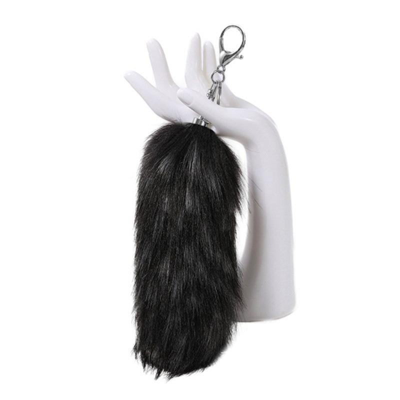 Elegant Keyrings Charm with Foxes Tail Pendant Fashionable Keychain Decoration Cute Toy for Car or Bag Decoration