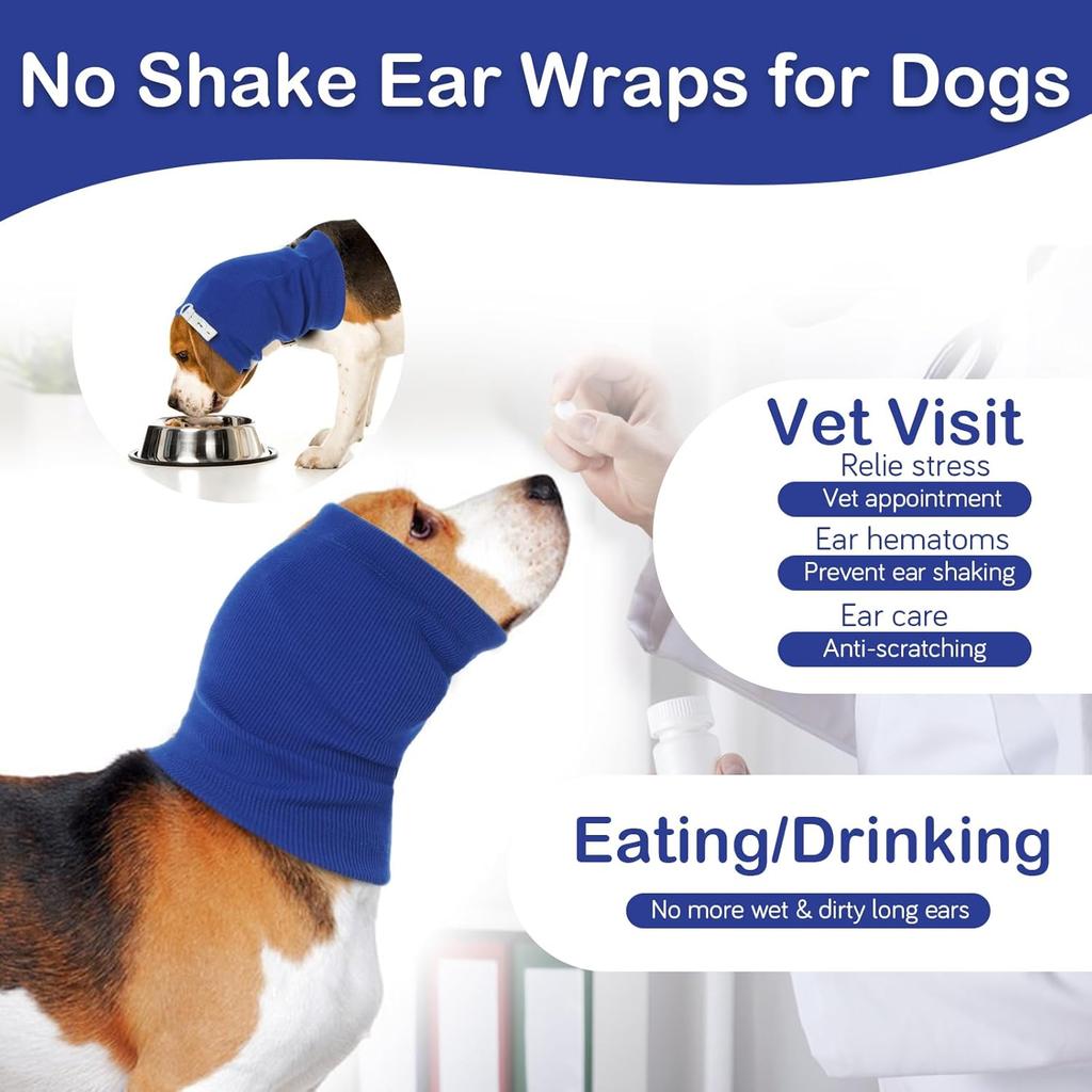 Nanaki Upgraded Dog Calming Hoodie Anxiety Relief, No Shake Ear Wraps for Dog, Soft Dog Hematoma Ear Wrap Anti-slip Dog Head Muffs Ear Protection Dog
