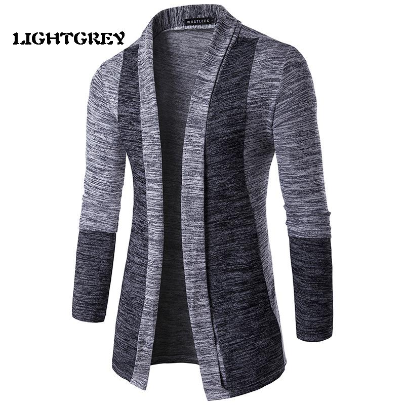 

Европейский и американский стиль весна и осень мода мужское пэчворк цветное универсальное пальто кардиган вязаное пальто повседневное мужское пальто M светло-серый